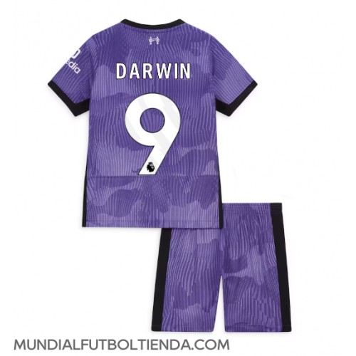 Camiseta Liverpool Darwin Nunez #9 Tercera Equipación Replica 2023-24 para niños mangas cortas (+ Pantalones cortos)